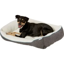 Frisco Sherpa Rectangular Bolster Dog Bed -The Pet Haven Shop 129483 PT4. AC SS1800 V1578442390