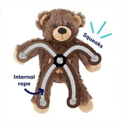 Frisco Bear Plush With Inside Rope Squeaky Dog Toy -The Pet Haven Shop 147061 PT2. AC SS1800 V1695670751