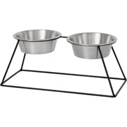 Frisco Pyramid Elevated Stainless Steel Double Diner Dog & Cat Bowl -The Pet Haven Shop 159884 PT2. AC SS1800 V1583424781