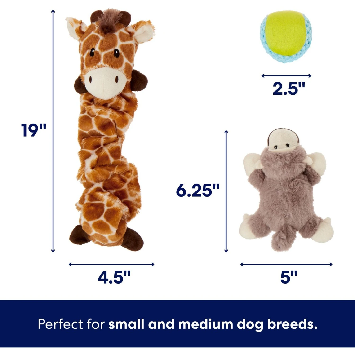 Frisco Jungle Pals Plush & Rope Variety Pack Dog Toy 4 Frisco Jungle Pals Plush & Rope Variety Pack Dog Toy - Image 2