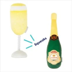Frisco Champagne & Flute Plush Squeaky Dog Toy -The Pet Haven Shop 183243 PT2. AC SS1800 V1695748473