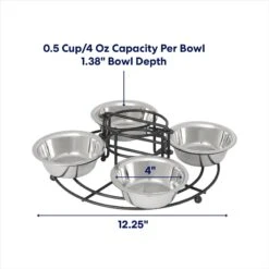 Frisco Multi Pet Feeding 4-Bowls Stainless Steel Dog & Cat Bowls, 0.5 Cup 11 Frisco Multi Pet Feeding 4-Bowls Stainless Steel Dog & Cat Bowls, 0.5 Cup -The Pet Haven Shop 213787 PT1. AC SS1800 V1692728247