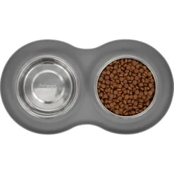 Frisco Double Stainless Steel Pet Bowl With Silicone Mat -The Pet Haven Shop 215986 PT4. AC SS1800 V1591020068