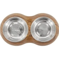 Frisco Double Stainless Steel Bowl, Wood Design -The Pet Haven Shop 216068 PT3. AC SS1800 V1591021035