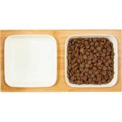 Frisco Square Melamine Dog & Cat Bowl Set With Bamboo Stand -The Pet Haven Shop 232076 PT3. AC SS1800 V1605145031