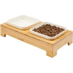 Frisco Square Melamine Dog & Cat Bowl Set With Bamboo Stand -The Pet Haven Shop 232076 PT6. AC SS1800 V1684761684