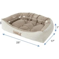 Frisco Rectangular Personalized Bolster Dog Bed W/Removable Cover, Beige, Medium -The Pet Haven Shop 252613 PT2. AC SS1800 V1605142360