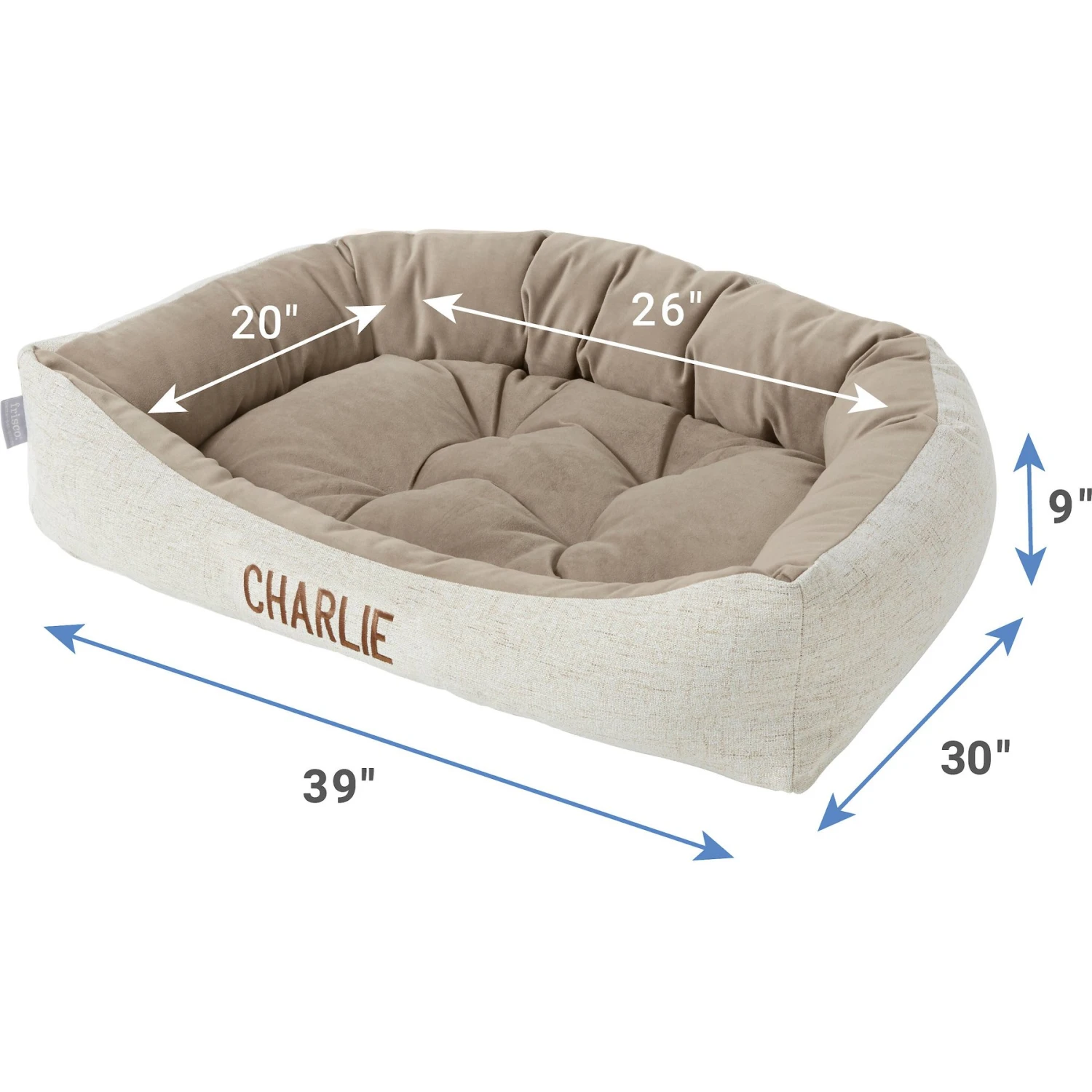 Frisco Rectangular Personalized Bolster Dog Bed W/Removable Cover, Beige, X-Large 5 Frisco Rectangular Personalized Bolster Dog Bed W/Removable Cover, Beige, X-Large - Image 3