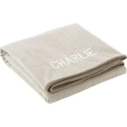 Frisco Faux Linen Personalized Dog & Cat Blanket, Beige, Large -The Pet Haven Shop 252621 PT2. AC SS1800 V1604672815