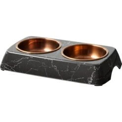 Frisco Copper Stainless Steel Double Dog & Cat Bowls With Black Marble Stand -The Pet Haven Shop 253058 PT6. AC SS1800 V1616595467