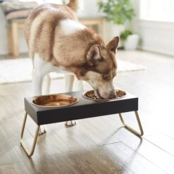 Frisco Copper Stainless Steel Elevated Foldable Double Dog & Cat Bowls -The Pet Haven Shop 253060 PT2. AC SS1800 V1616594243