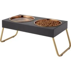 Frisco Copper Stainless Steel Elevated Foldable Double Dog & Cat Bowls -The Pet Haven Shop 253060 PT3. AC SS1800 V1616594251