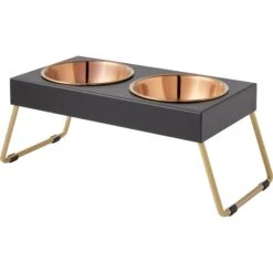 Frisco Copper Stainless Steel Elevated Foldable Double Dog & Cat Bowls -The Pet Haven Shop 253060 PT6. AC SS1800 V1616595426