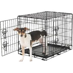 Frisco Fold & Carry Double Door Collapsible Wire Dog Crate & Frisco Gray Basket Weave Dog Crate Mat -The Pet Haven Shop 255477 PT2. AC SS1800 V1604096794