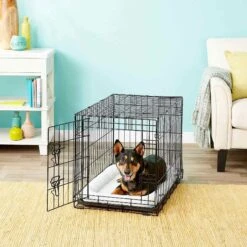 Frisco Fold & Carry Single Door Collapsible Wire Dog Crate & Frisco Quilted Dog Crate Mat -The Pet Haven Shop 255493 PT2. AC SS1800 V1603545085