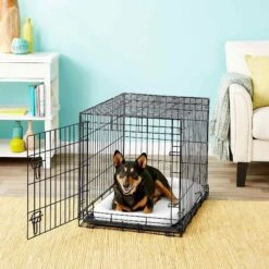 Frisco Heavy Duty Fold & Carry Single Door Collapsible Wire Dog Crate & Frisco Quilted Dog Crate Mat -The Pet Haven Shop 255551 PT2. AC SS1800 V1604096511