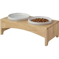 Frisco Ceramic Dog & Cat Double Diner With Elevated Wood Stand -The Pet Haven Shop 256052 PT4. AC SS1800 V1615311799
