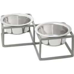 Frisco Elevated Diamond Stainless Steel Double Diner Dog & Cat Bowl -The Pet Haven Shop 257147 PT2. AC SS1800 V1612365678