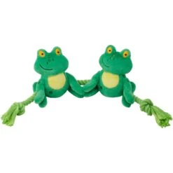 Frisco Magic Frog Plush With Rope Squeaky Dog Toy