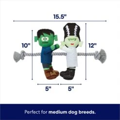 Frisco Halloween Frankenstein & Bride Plush With Rope Squeaky Dog Toy -The Pet Haven Shop 270496 PT1. AC SS1800 V1689878024