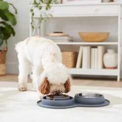 Frisco Silicone Stainless Steel Double Diner Slow Feeder Dog & Cat Bowl, Grey, 3 Cup -The Pet Haven Shop 277549 PT2. AC SS1800 V1630346823