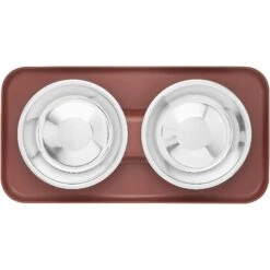Frisco Silicone Stainless Steel Double Diner Dog & Cat Bowl, Brown 13 Frisco Silicone Stainless Steel Double Diner Dog & Cat Bowl, Brown -The Pet Haven Shop 277551 PT4. AC SS1800 V1627935079