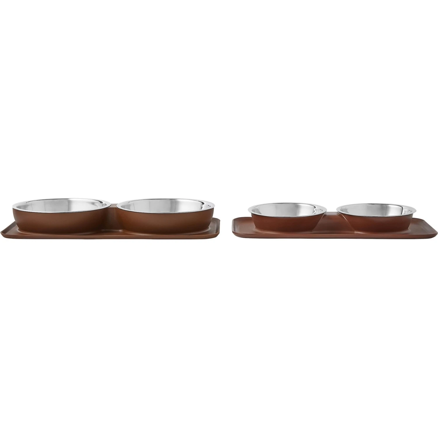 Frisco Silicone Stainless Steel Double Diner Dog & Cat Bowl, Brown 8 Frisco Silicone Stainless Steel Double Diner Dog & Cat Bowl, Brown - Image 6