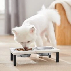 Frisco Marble Elevated Stainless Steel Double Diner Dog & Cat Bowls 10 Frisco Marble Elevated Stainless Steel Double Diner Dog & Cat Bowls -The Pet Haven Shop 277559 PT2. AC SS1800 V1630346721
