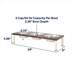 Frisco Multi Pet Feeding 3-Bowls Wood Stainless Steel Dog & Cat Bowl, Dark Wooden -The Pet Haven Shop 277571 PT1. AC SS1800 V1692728309