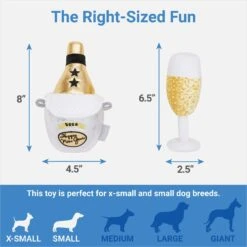 Frisco New Year's Eve Champagne & Flute Plush Squeaky Dog Toy -The Pet Haven Shop 288486 PT1. AC SS1800 V1640718537
