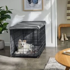 Frisco Faux Linen Dog Crate Cover -The Pet Haven Shop 289630 PT5. AC SS1800 V1644249178