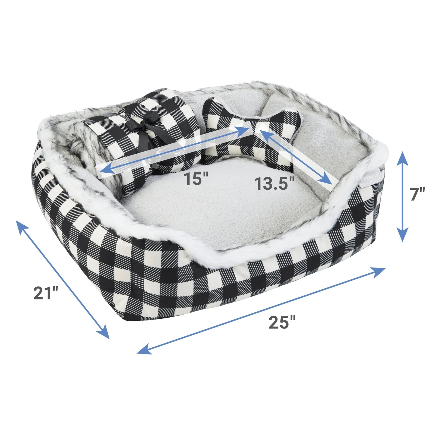 Frisco Buffalo Check Cuddler Pet Bed & Gift Set, Black & White 4 Frisco Buffalo Check Cuddler Pet Bed & Gift Set, Black & White - Image 2