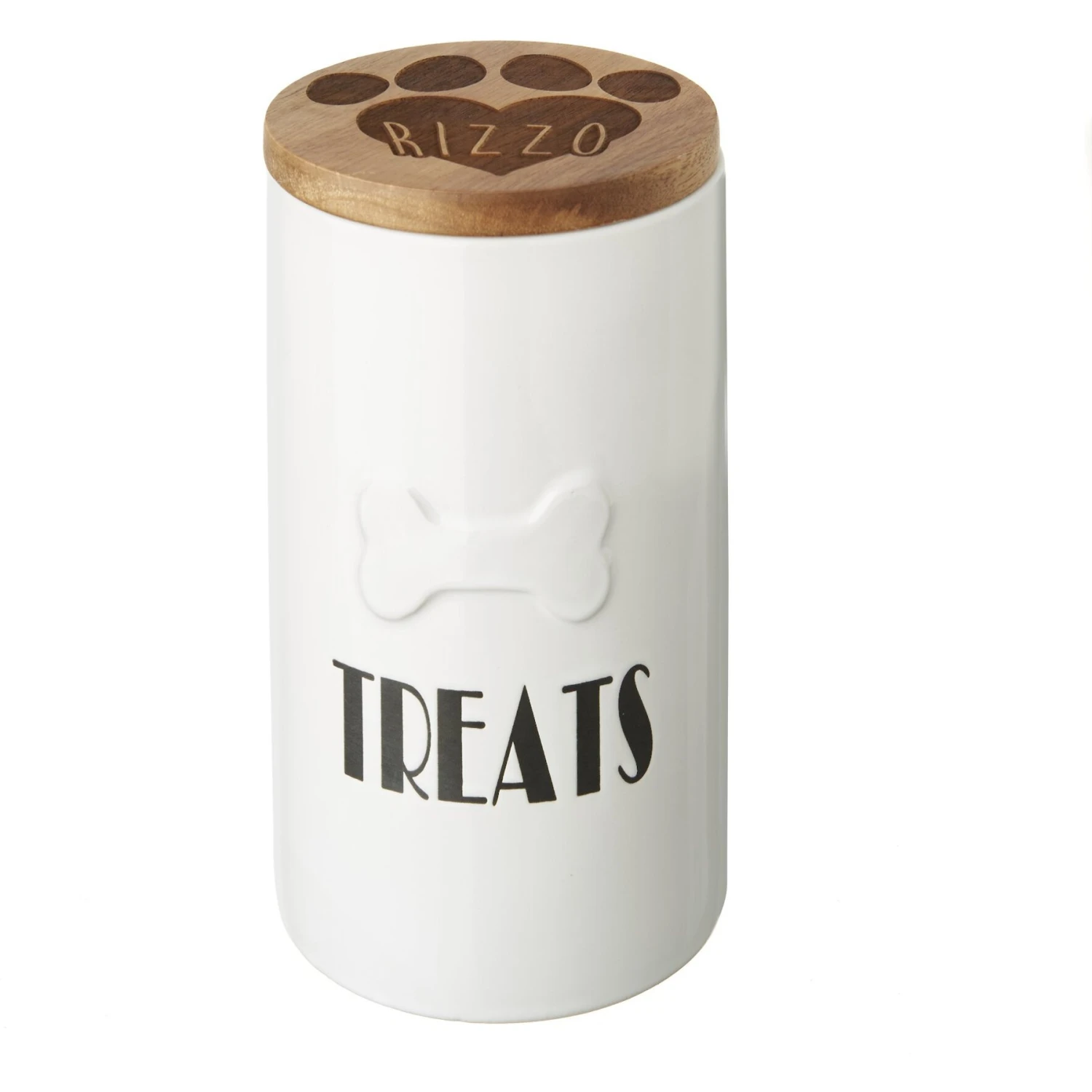 Frisco Ceramic Personalized Treat Jar With Wood Lid, 4 Cup, 32oz 3 Frisco Ceramic Personalized Treat Jar With Wood Lid, 4 Cup, 32oz