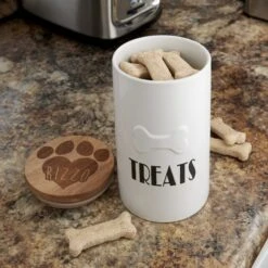 Frisco Ceramic Personalized Treat Jar With Wood Lid, 4 Cup, 32oz 10 Frisco Ceramic Personalized Treat Jar With Wood Lid, 4 Cup, 32oz -The Pet Haven Shop 301179 PT2. AC SS1800 V1631119609