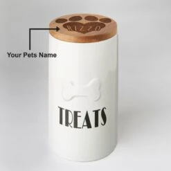 Frisco Ceramic Personalized Treat Jar With Wood Lid, 4 Cup, 32oz 13 Frisco Ceramic Personalized Treat Jar With Wood Lid, 4 Cup, 32oz -The Pet Haven Shop 301179 PT5. AC SS1800 V1631119577