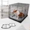 Frisco Fold & Carry Double Door Collapsible Wire Dog Crate & Mat Kit & Frisco Stainless Steel Bowl -The Pet Haven Shop 303428 MAIN. AC SS1800 V1657656797