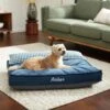 Frisco Personalized Navy Bolstered Bed With Navy Check Bolster -The Pet Haven Shop 311766 MAIN. AC SS1800 V1633102642