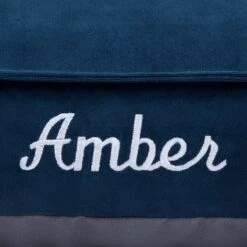 Frisco Personalized Navy Bolstered Bed With Navy Check Bolster -The Pet Haven Shop 311766 PT3. AC SS1800 V1630593998