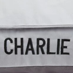 Frisco Personalized Silver Bolstered Bed With Silver Check Bolster -The Pet Haven Shop 311770 PT4. AC SS1800 V1630594018