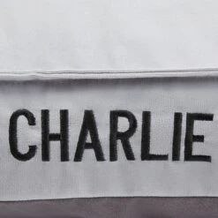 Frisco Personalized Silver Bolstered Bed With Silver Check Bolster, X-Large -The Pet Haven Shop 311772 PT4. AC SS1800 V1630594012