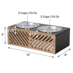 Frisco Premium Wood Elevated Stainless Steel Double Diner Dog & Cat Bowl, Black, 3 Cup -The Pet Haven Shop 331509 PT1. AC SS1800 V1652976218