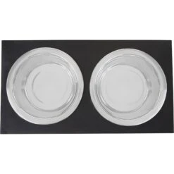 Frisco Premium Wood Elevated Stainless Steel Double Diner Dog & Cat Bowl, Black, 3 Cup -The Pet Haven Shop 331509 PT4. AC SS1800 V1657656894