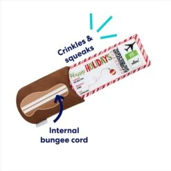 Frisco Holiday Home For The Holidays Airline Ticket Bungee Plush Squeaky Dog Toy -The Pet Haven Shop 360966 PT2. AC SS1800 V1695044279