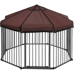 Frisco Outdoor Galvanized Steel 8-Panel Configurable Gate And Playpen With Oxford Roof -The Pet Haven Shop 507086 PT3. AC SS1800 V1666021842