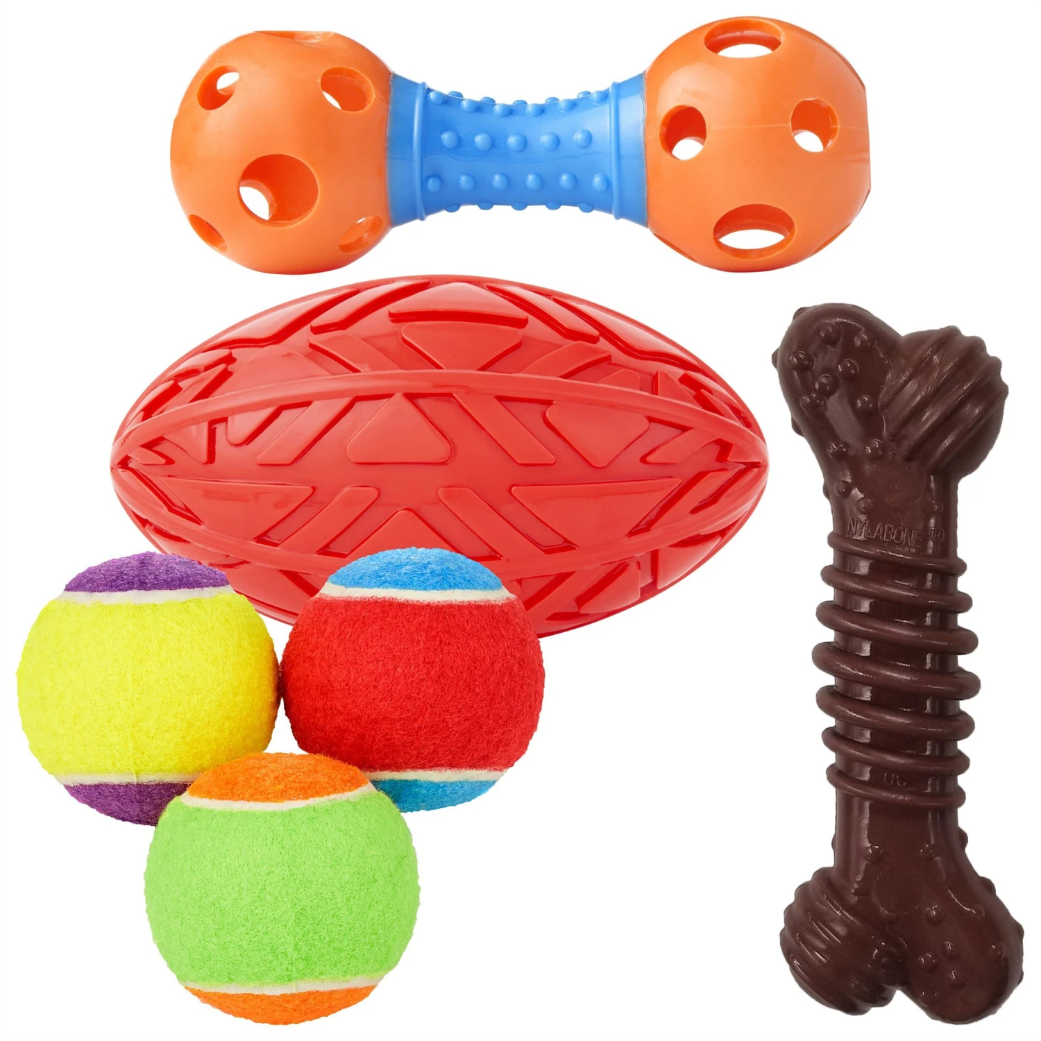 Frisco Dumbbell TPR Fetch Dog Toy + 3 Items 3 Frisco Dumbbell TPR Fetch Dog Toy + 3 Items