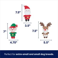 Frisco Holiday Santa's Helpers Plush Squeaky Dog Toy, 3 Count & Frisco Holiday Ho Ho Ho Fetch Squeaky Tennis Ball Dog Toy -The Pet Haven Shop 986214 PT2. AC SS1800 V1698258345