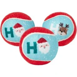 Frisco Holiday Santa's Helpers Plush Squeaky Dog Toy, 3 Count & Frisco Holiday Ho Ho Ho Fetch Squeaky Tennis Ball Dog Toy -The Pet Haven Shop 986214 PT5. AC SS1800 V1698258463
